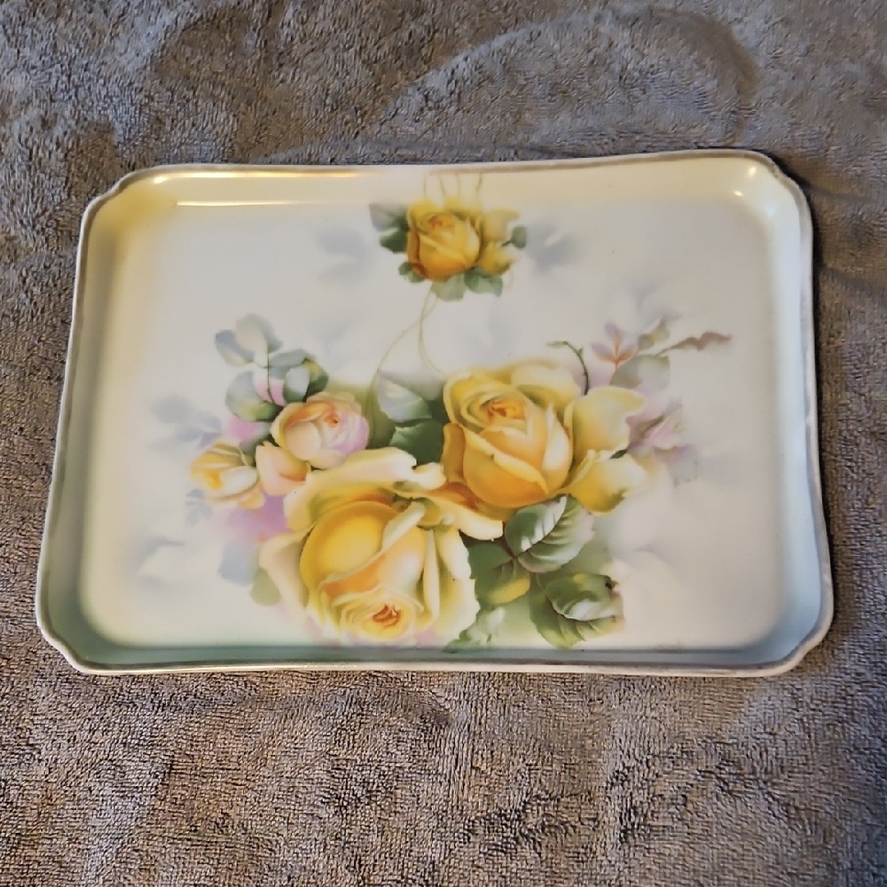 Floral Decorative Tray with Yellow Roses